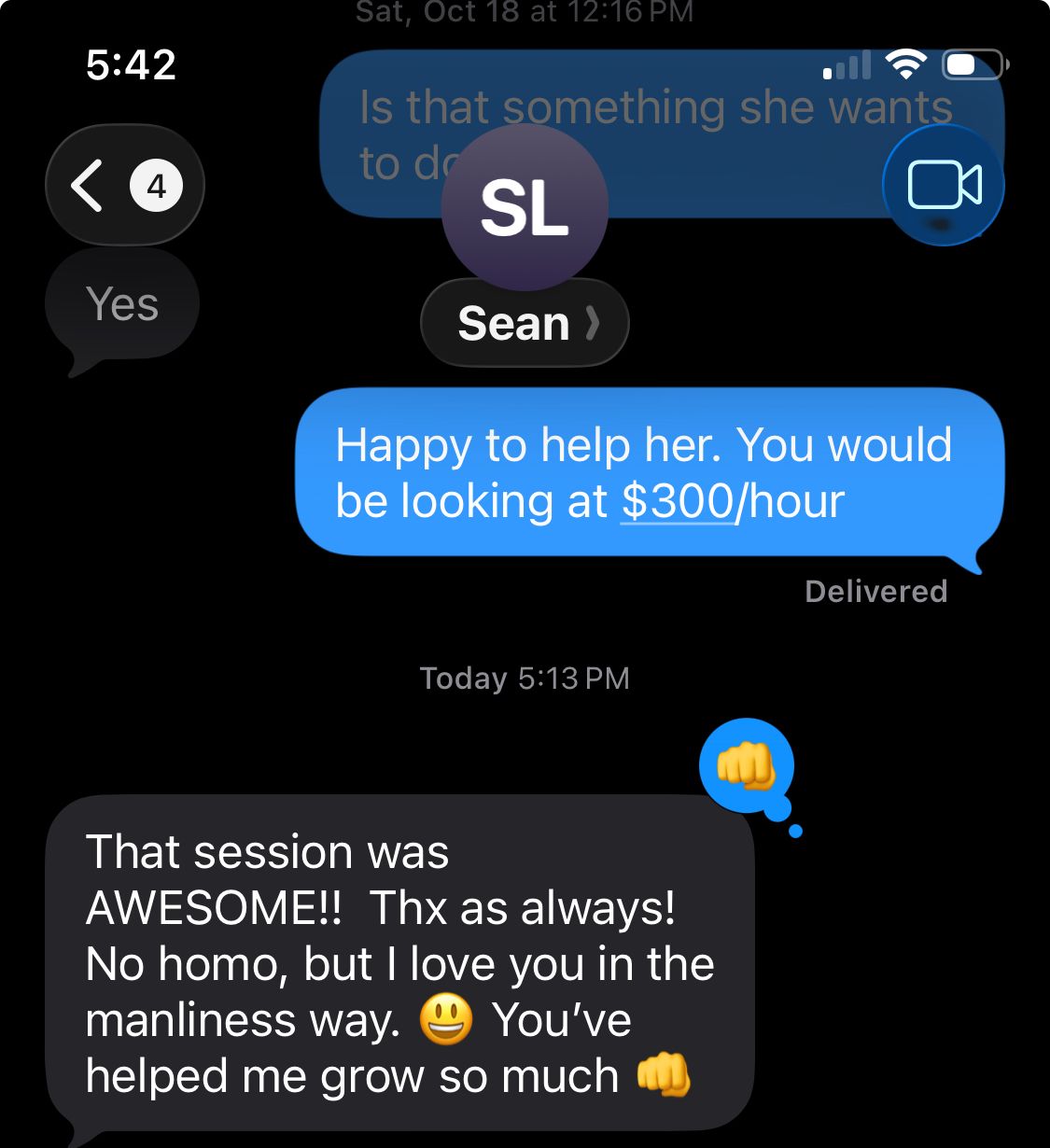 Sean - Relationship improvements and self esteem review screenshot