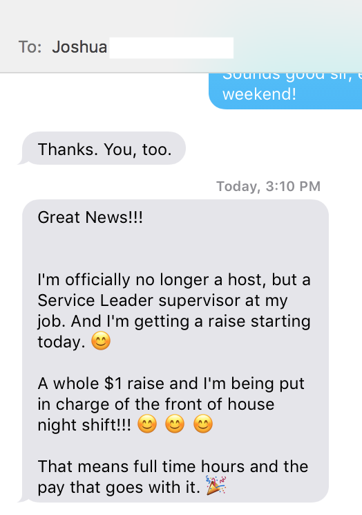 Joshua - Now a Service Leader Supervisor review screenshot
