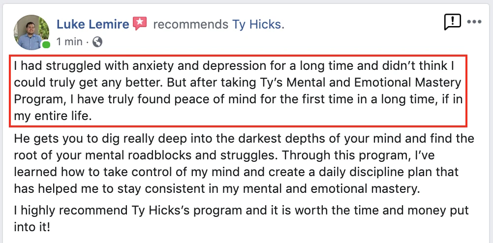 Luke – Peace of mind and emotional mastery review screenshot