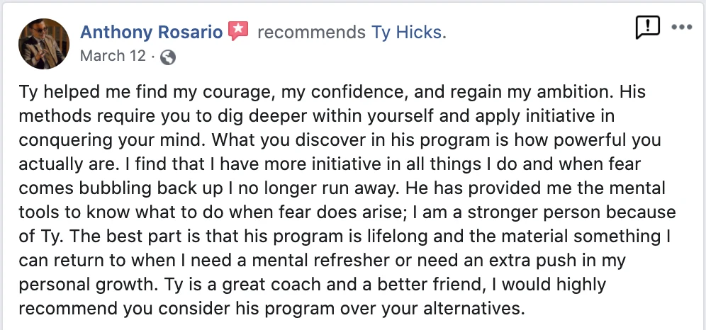 Anthony Rosario – Courage, confidence, and personal growth review screenshot