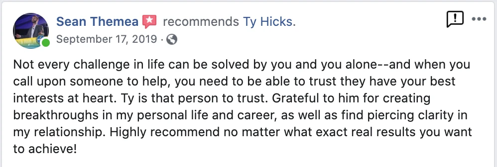Sean Themea – Relationship clarity and life breakthroughs review screenshot