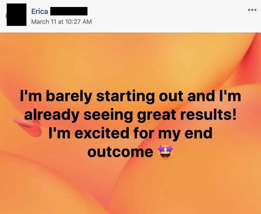 Erica - Excited for the end outcome review screenshot