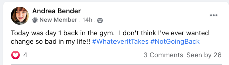 Andrea - Day 1 of being back in the gym review screenshot