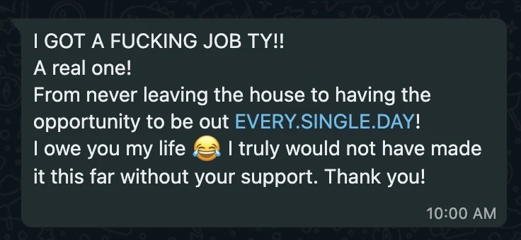 Anonymous - Extremely thankful for the support review screenshot