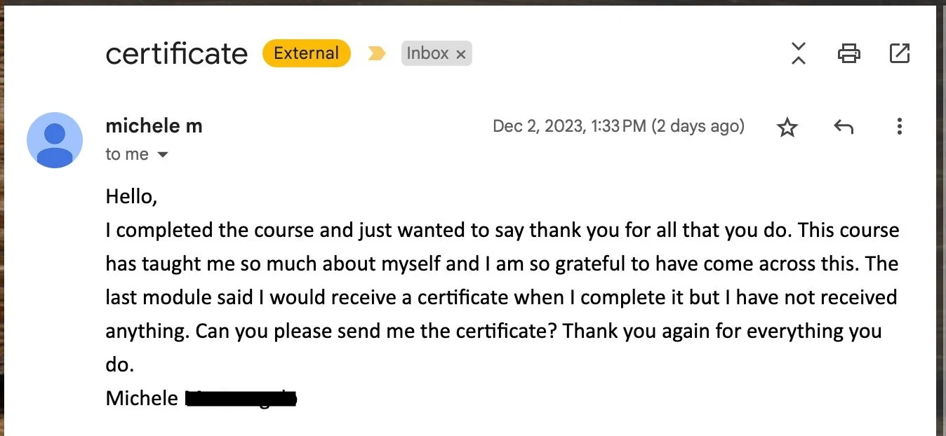 Michele - Grateful for the lessons review screenshot