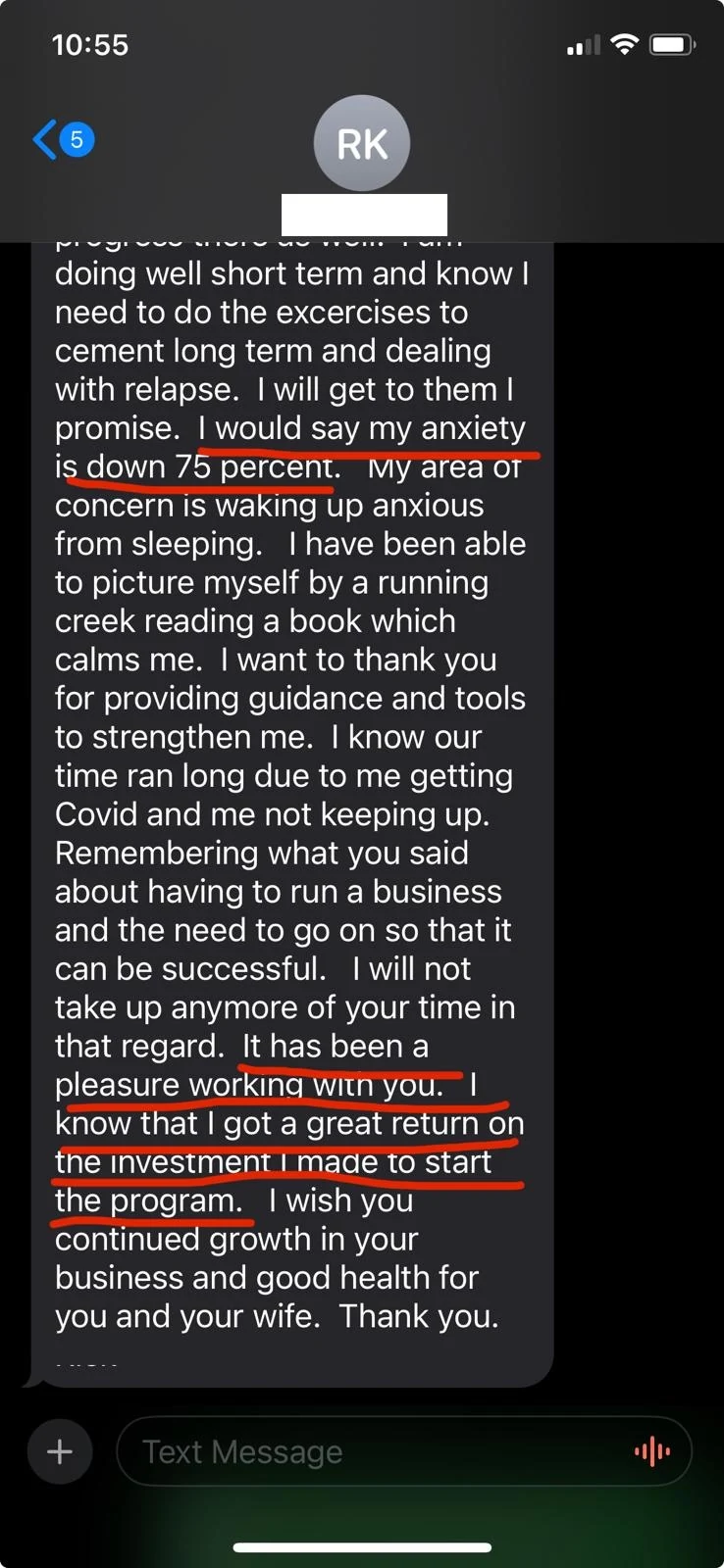 Anonymous - Anxiety is down by 75% review screenshot