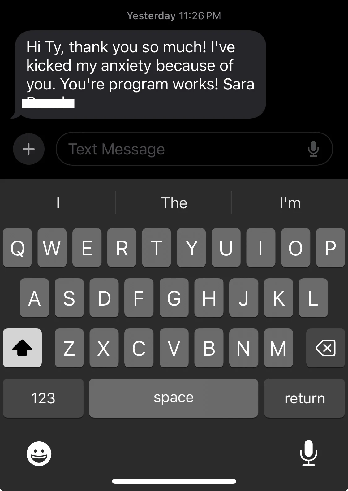 Sara - Anxiety is kicked as the program works review screenshot