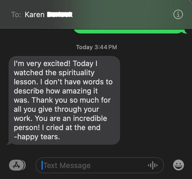 Karen - Watched the spirituality lesson review screenshot