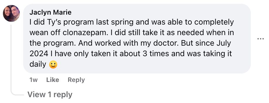 Jaclyn - Completely wean off clonazepam review screenshot