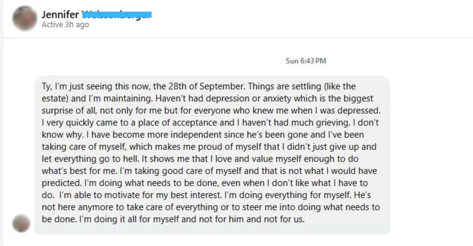 Jennifer - Haven't had anxiety or depression review screenshot