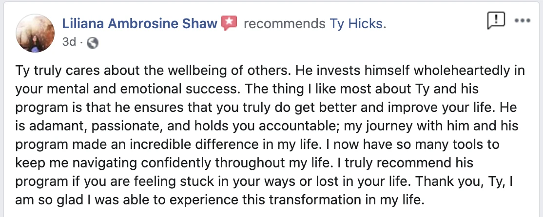 Liliana - Experienced a transformation in her life review screenshot