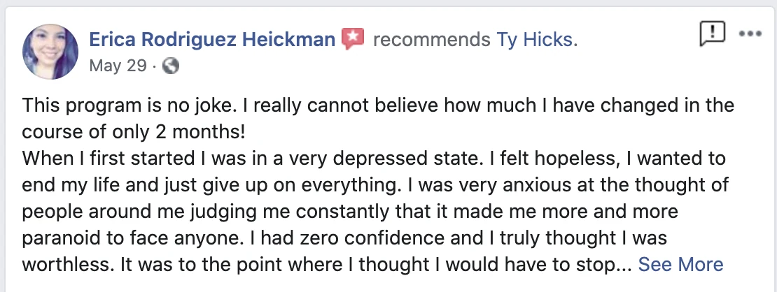 Erica - Changes in just 2 months review screenshot