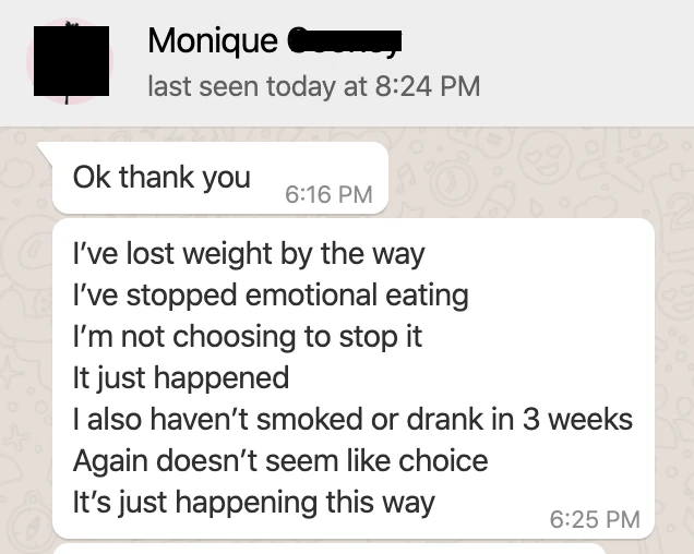 Monique - Transformation into positive change review screenshot