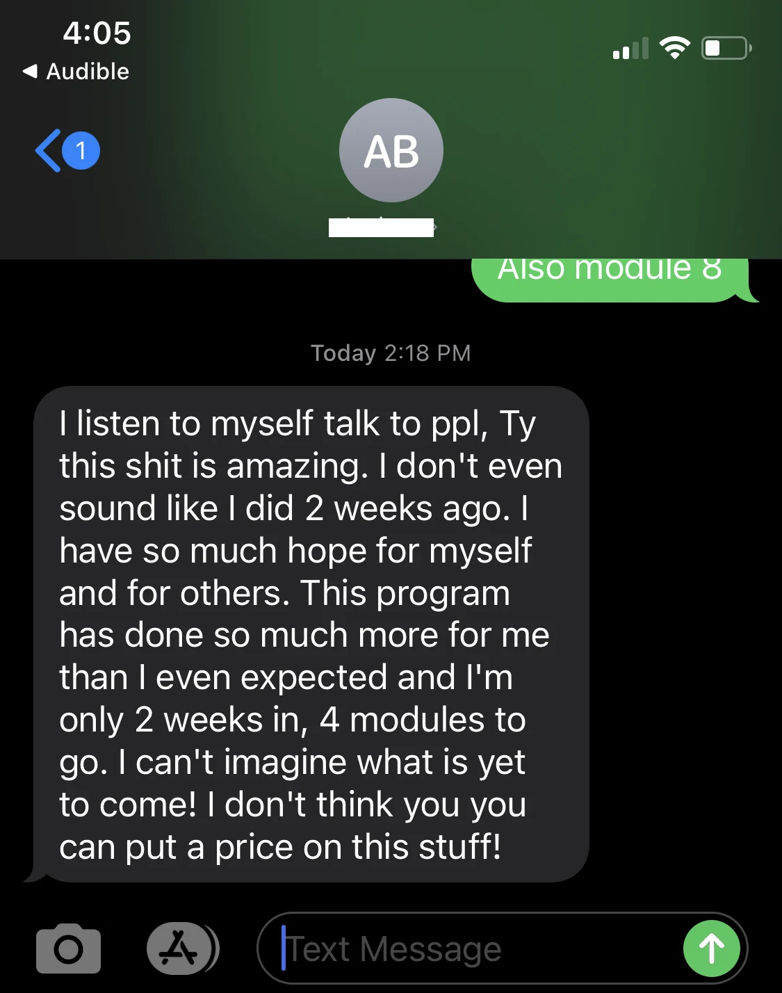 Anonymous - Progress in just two weeks review screenshot