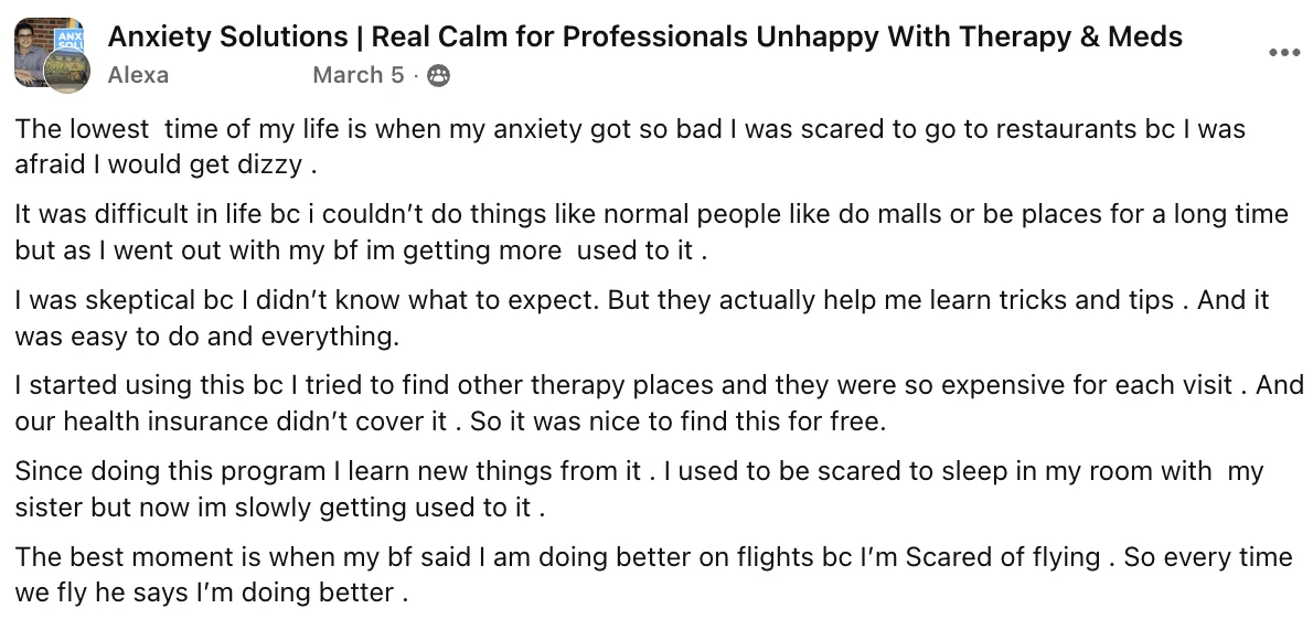 Alexa - The best moment is when my bf said I am doing better on flights because I am scared of flying review screenshot