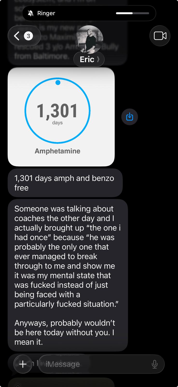 Eric - 1301 days amph and benzo free review screenshot