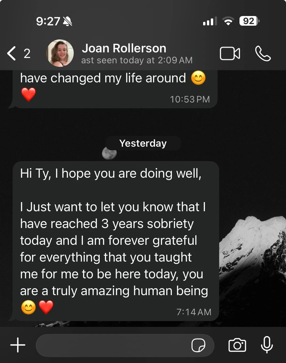 Joan - I have reached 3 years sobriety review screenshot
