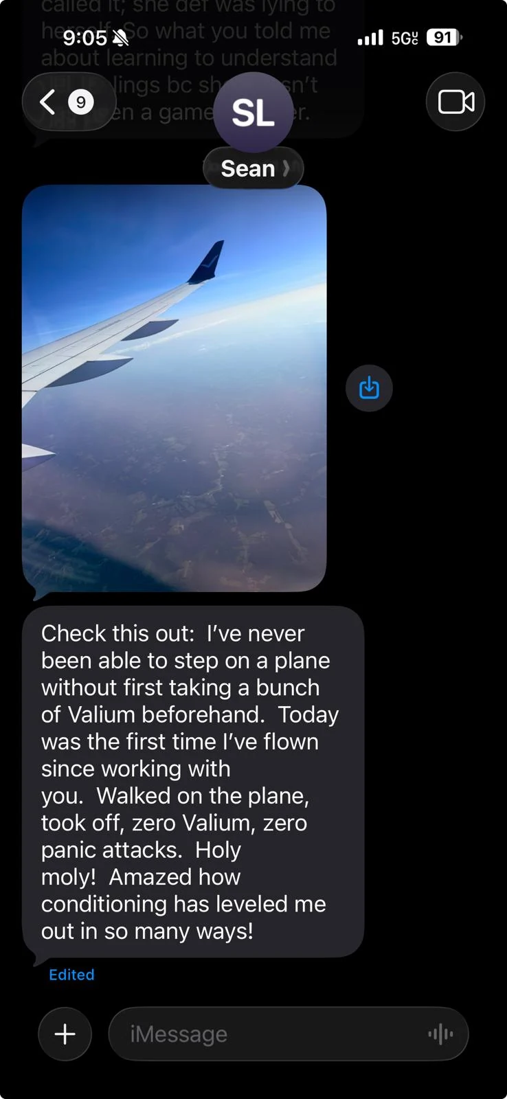 Sean - Today was the first time I've flown since working with you review screenshot